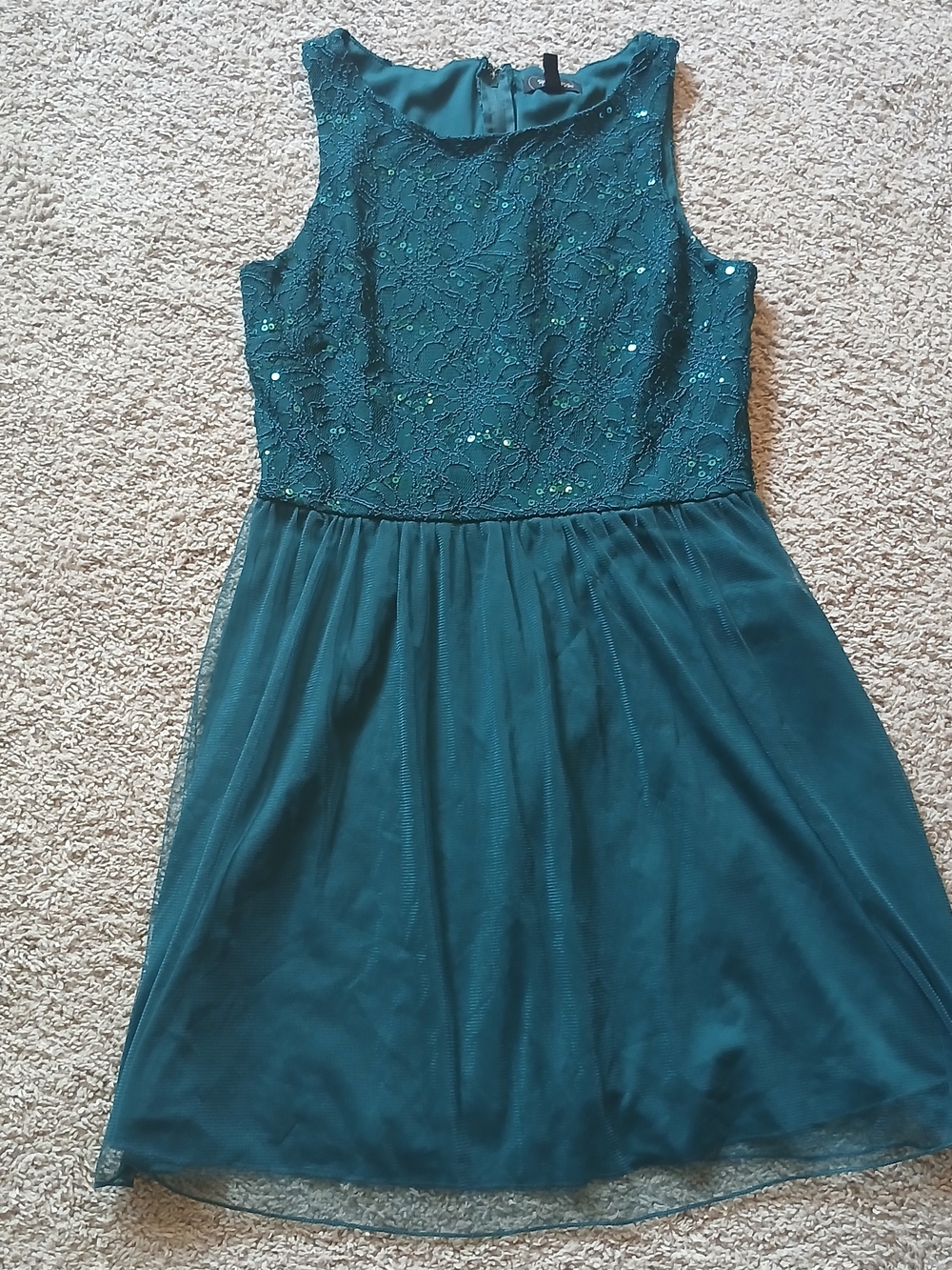 Speechless Teal Lace & Tulle A-line Dress